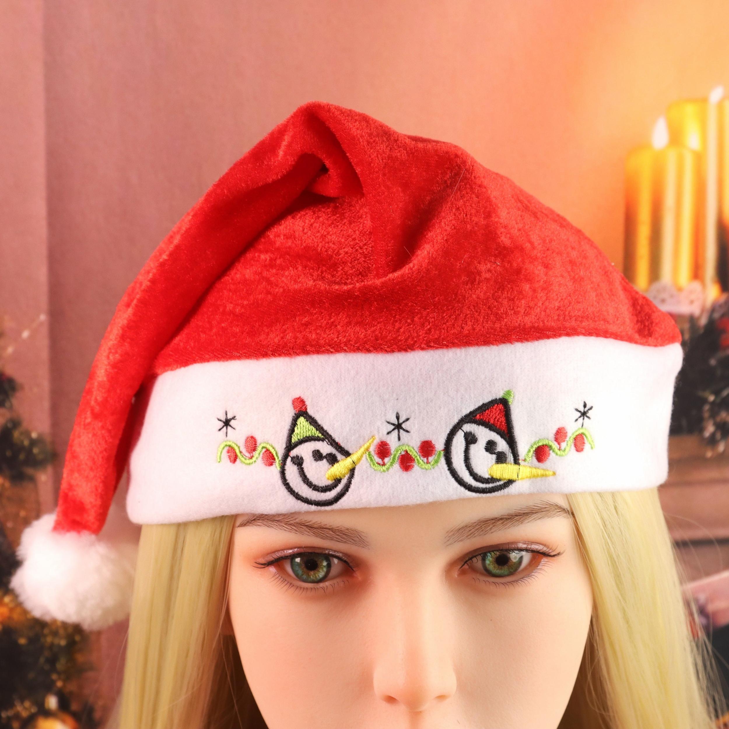 Snowman Embroidered Santa Hats Christmas Party Decorations