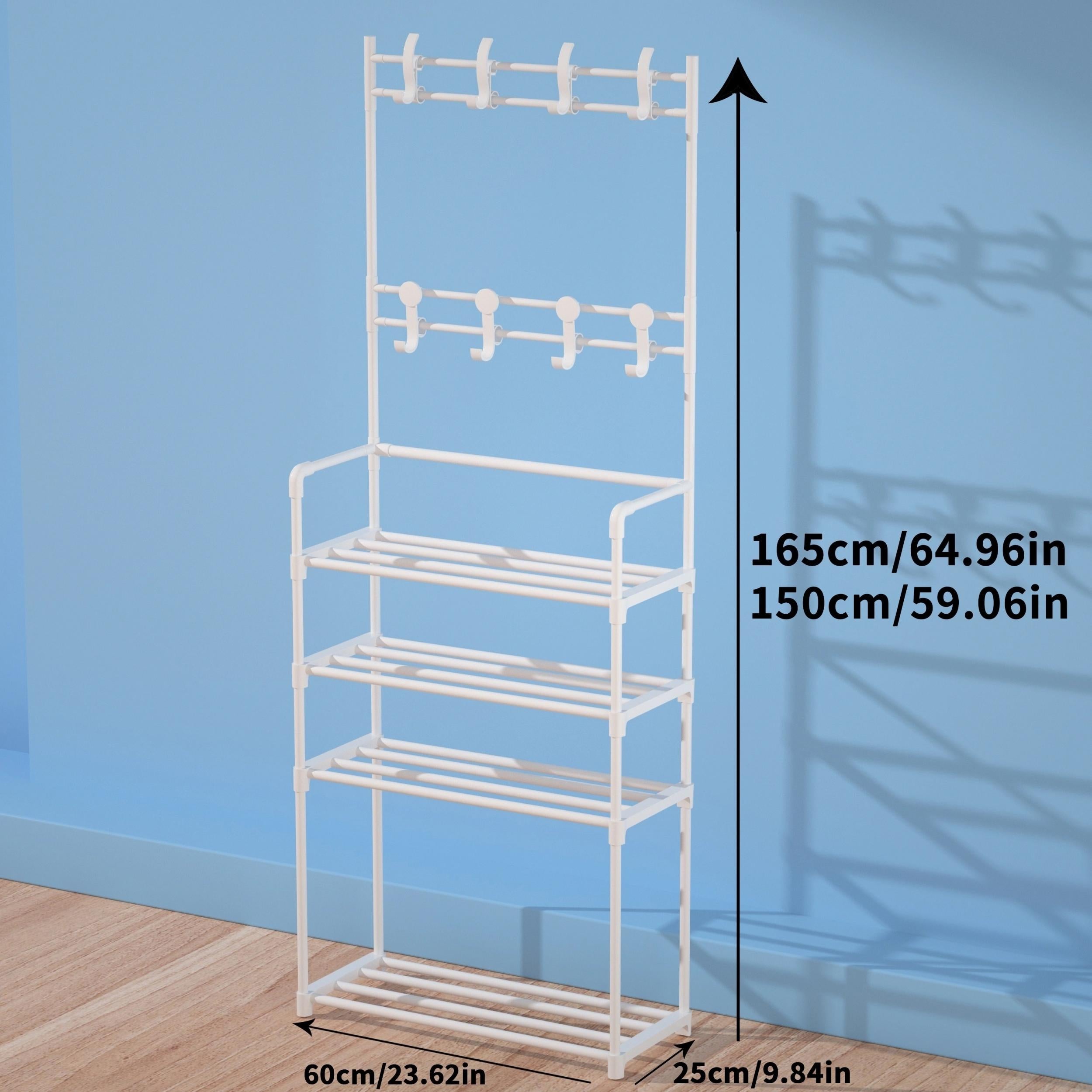 2-in-1 Multifunctional Shoes Organizer Shelf with Coat Rack