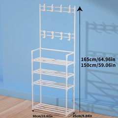 2-in-1 Multifunctional Shoes Organizer Shelf with Coat Rack