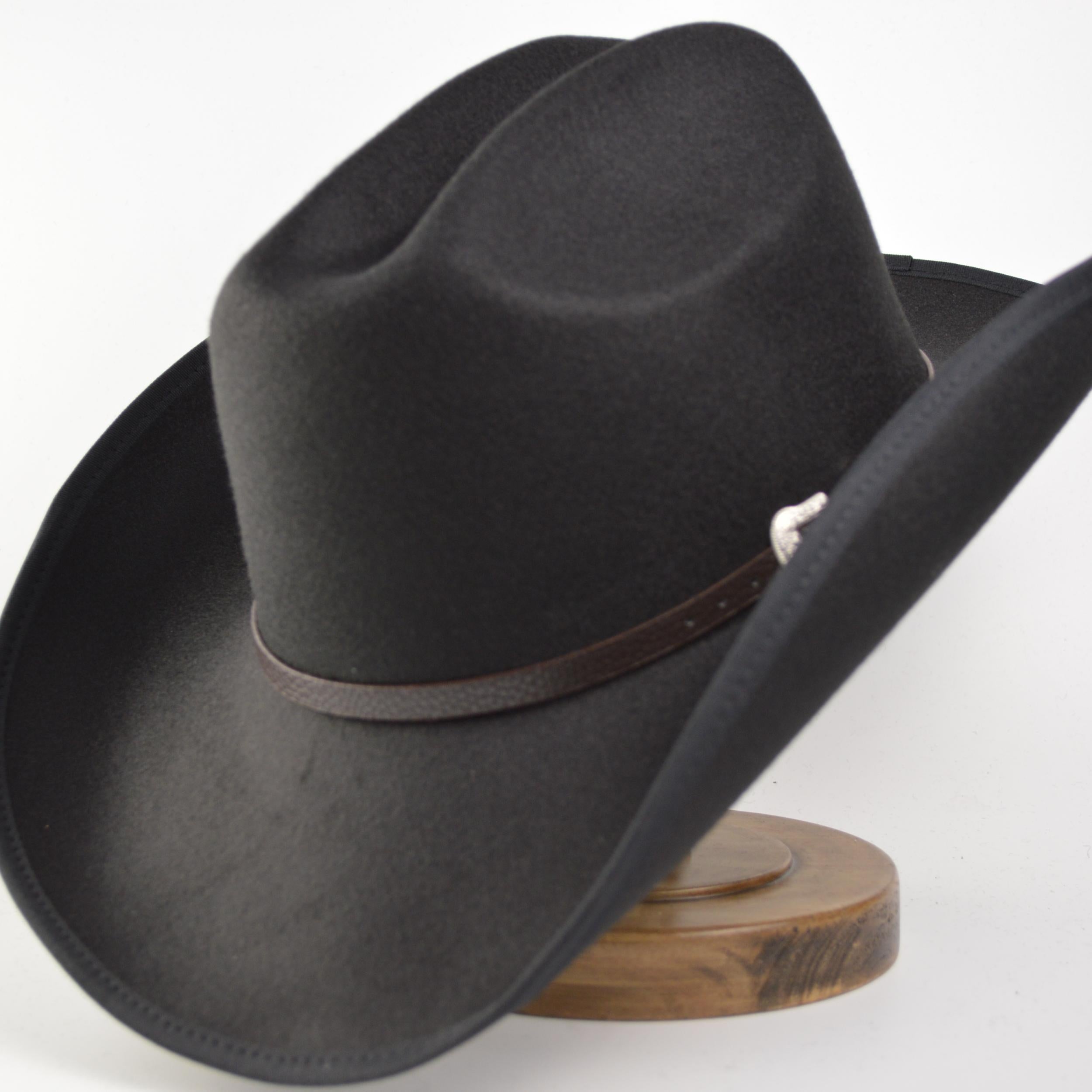 Men's Tweed Cowboy Hat Metal Buckle Wool Retro Knight Hat