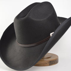 Men's Tweed Cowboy Hat Metal Buckle Wool Retro Knight Hat