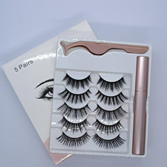 5 Pairs Magnetic Eyelashes With Eyeliner And Tweezer No Glue Needed