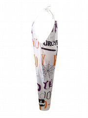 Halloween Jumpsuit Women's Graphic Tie Shoulder Loose