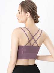 Breathable Push Up Sports Bra with Cross Shoulder Strap