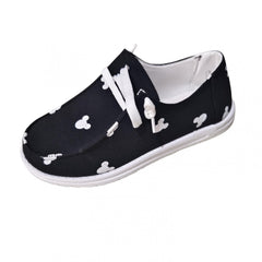Cartoon Print Lace Up Boat Shoes Low Top Slip On Lightweight Canvas Shoes