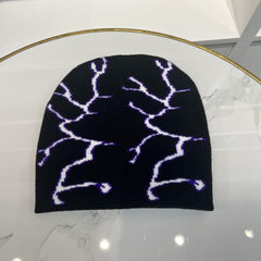 Winter Beanie Hat with Lightning Embroidery