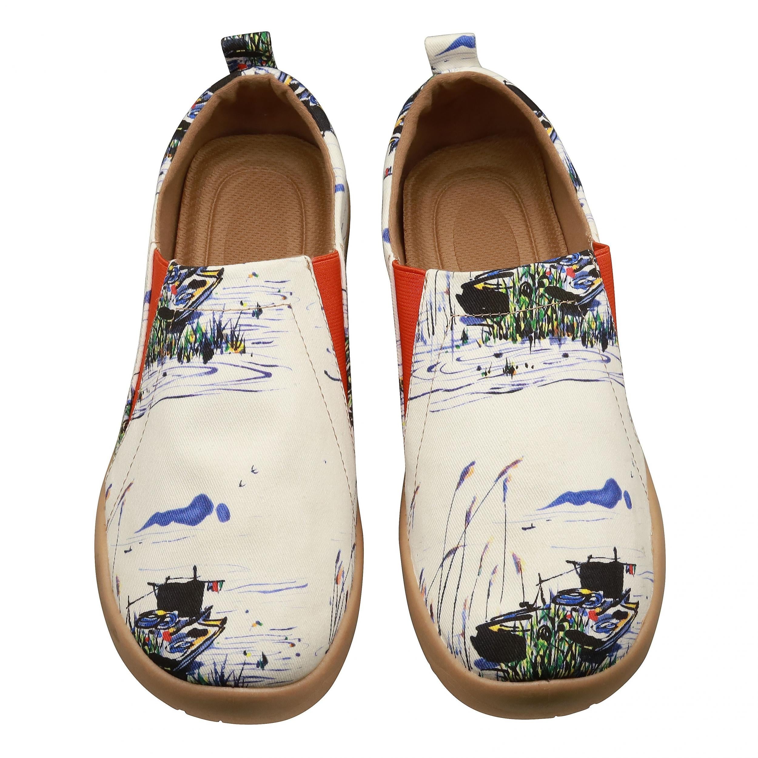 Women's Boat Printed Canvas Slip On Flat Light Shoes