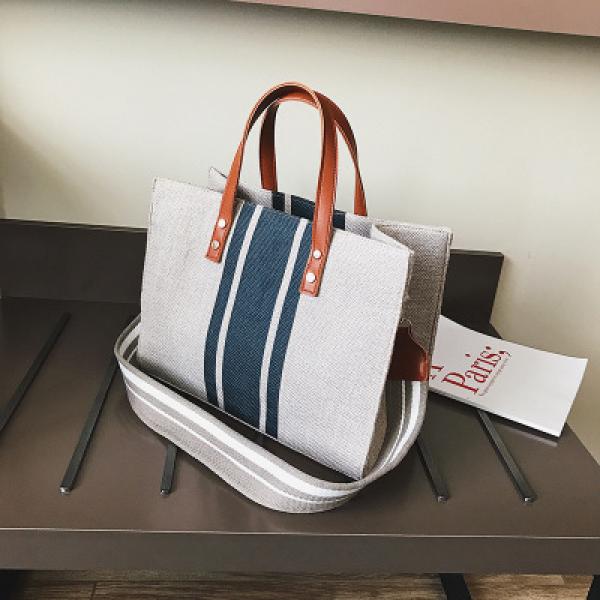 High Women Linen Tote Large Capacity Female Casual Shoulder Bag