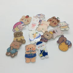 15 pcs Cartoon Bear Brooch for Kids Shirts Bags Hats Jackets