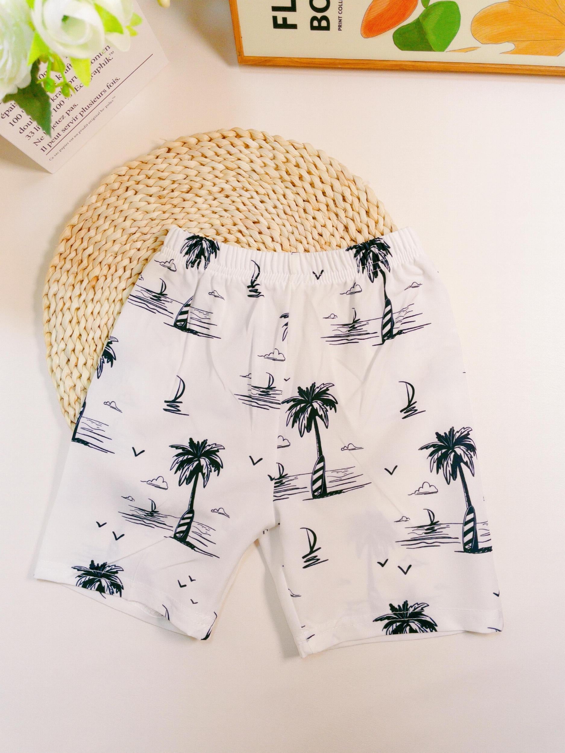 Boys Casual Coconut Tree Shorts Swim Trunks For Summer Holiday