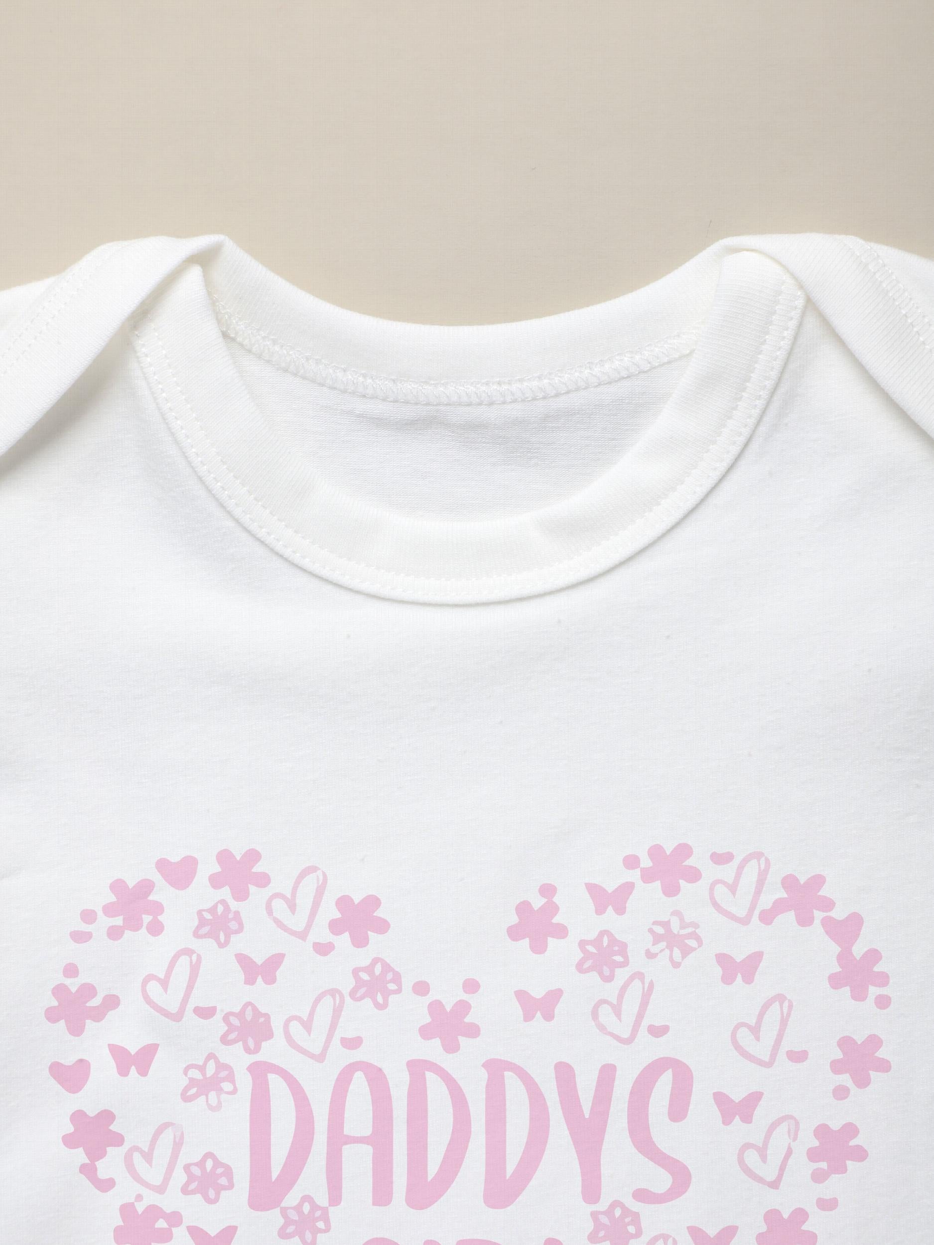 Baby Girls Daddy s Girl Heart Print Short Sleeve Cotton Onesie