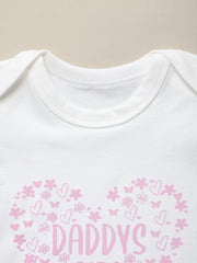 Baby Girls Daddy s Girl Heart Print Short Sleeve Cotton Onesie