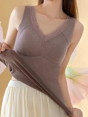 Lace Thermal Underwear V Neck Sleeveless Top