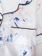 Floral Print Pajamas Set Short Sleeve Top & Bow Shorts PJ Set
