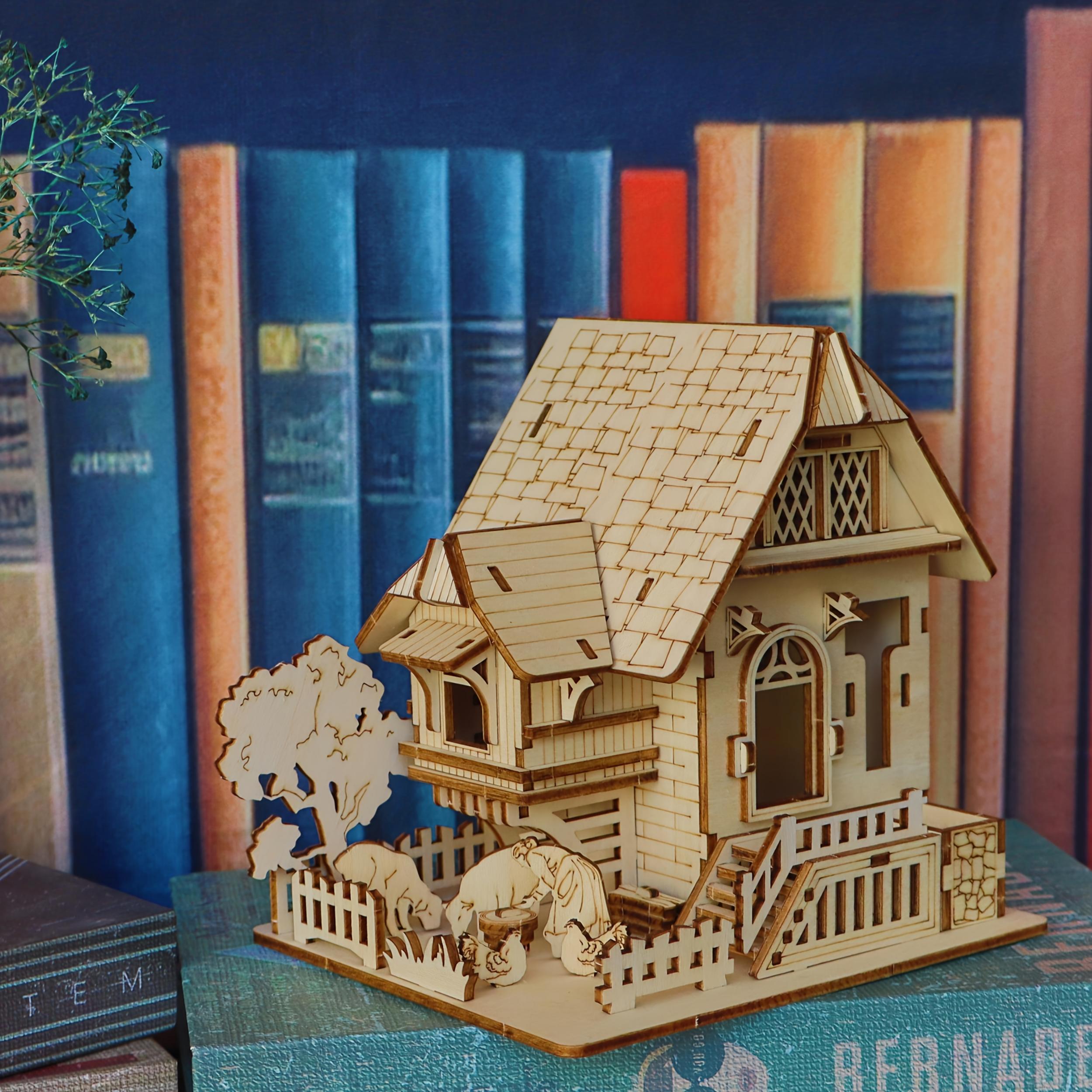 3D Wooden Farmhouse Puzzle Family Courtyard Model