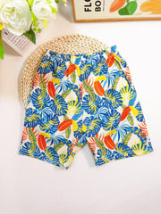 Boys Colorful Leaf Swim Trunks - Summer Holiday Beach Party