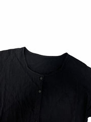Women's Plus Solid Button-Up Short Sleeve Casual Mini Dress