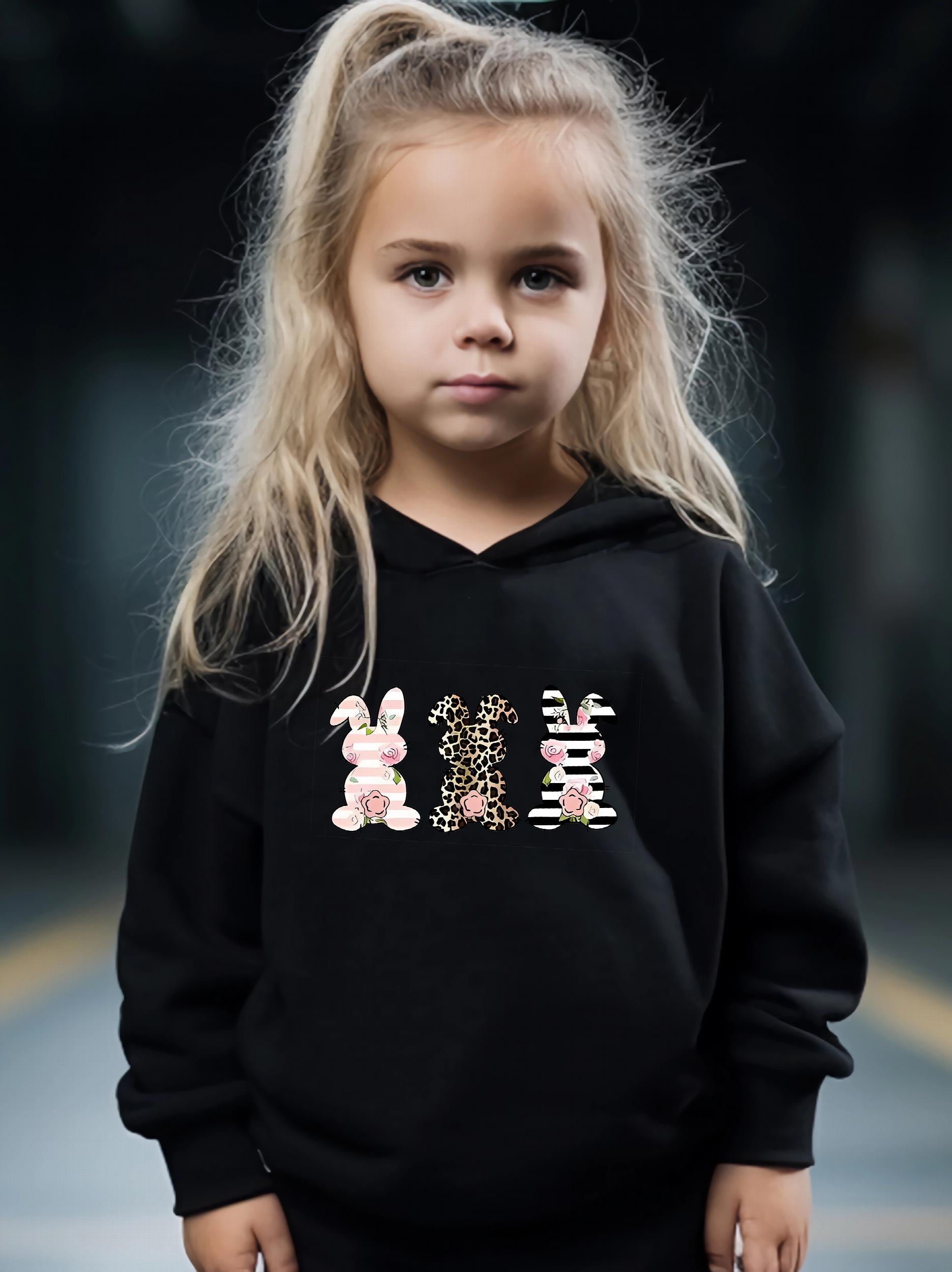 Bunny Print 2pcs Girls Outfits For Sports Spring Fall Outdoor Gift Easter