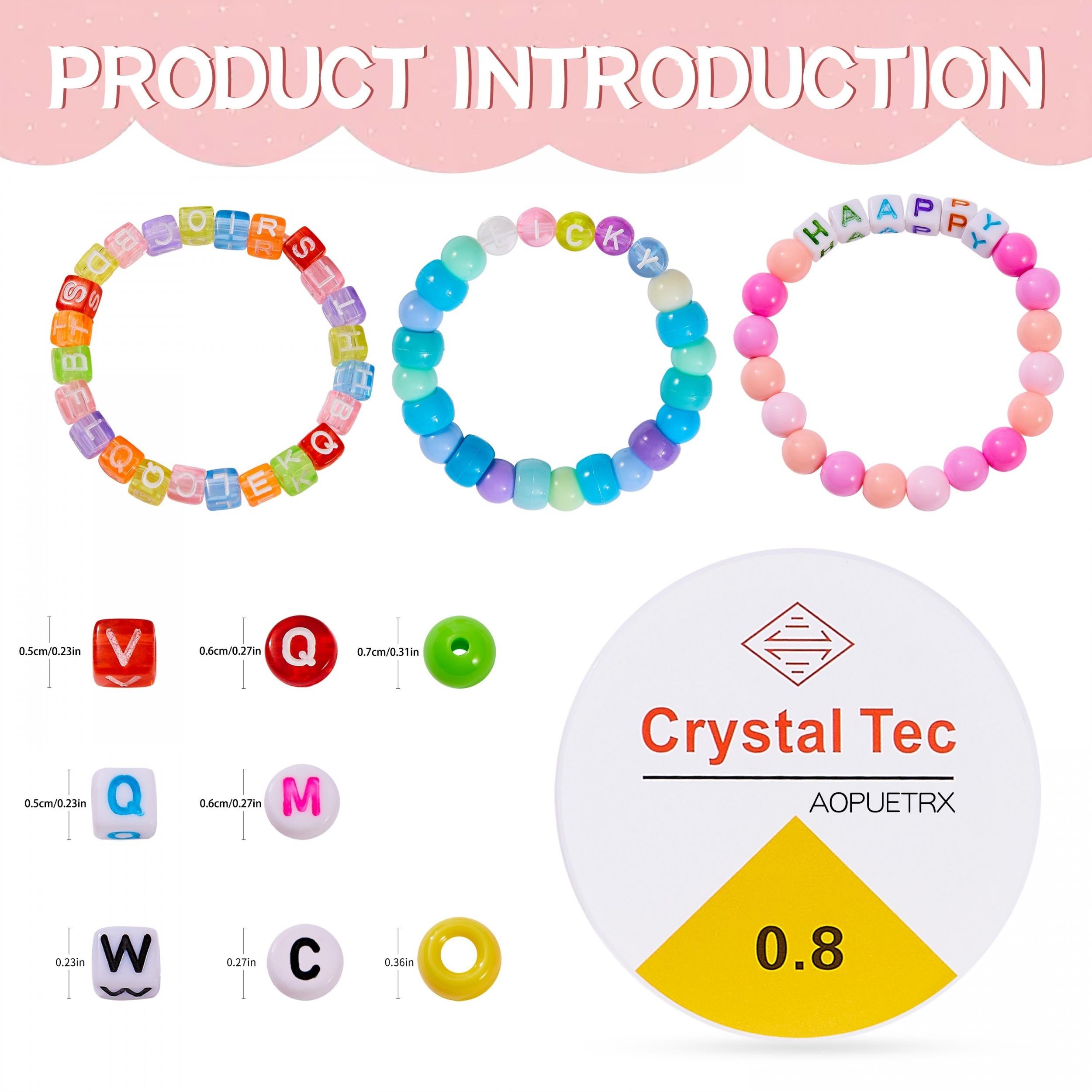 48 Colors Beaded Craft Kit with Rainbow Acrylic Round Beads, Letter Beads