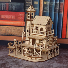 3D Fisherman's Cabin Wooden Assembly Model Kit DIY Puzzle Fishing Village