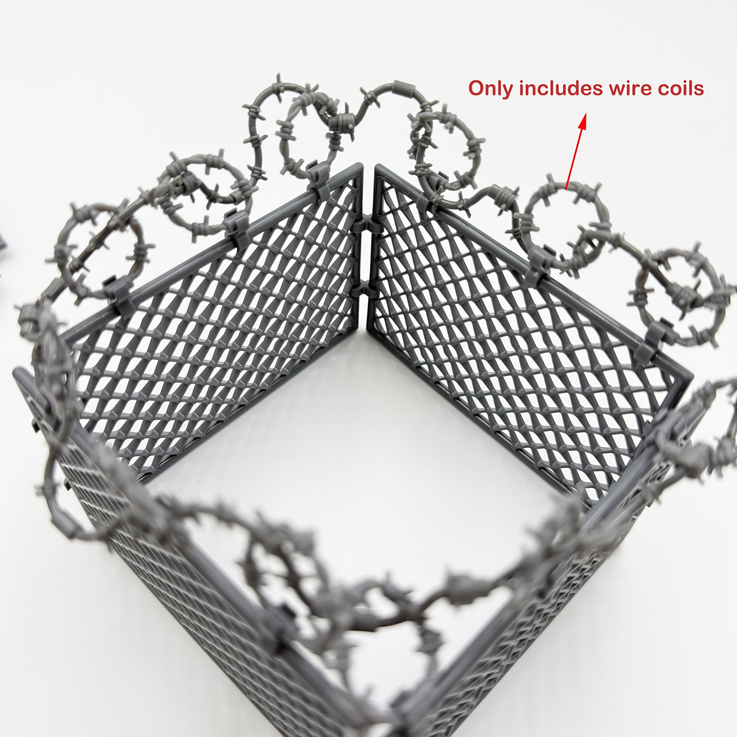 Silver Gray Building Block Scene Accessory with Spikes and Fences