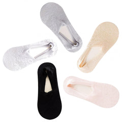 5 Pairs Floral Lace Socks Soft Lightweight Ankle Low Cut Women's Stockings