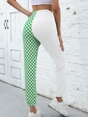 Plaid Print Baggy Pants Elastic Waist Casual Loose Pants