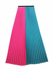 Colorblock High Rise Maxi Pleated Skirt