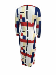 Geo Print Bodycon Dress Sexy Long Sleeve Dress Women's Clothing