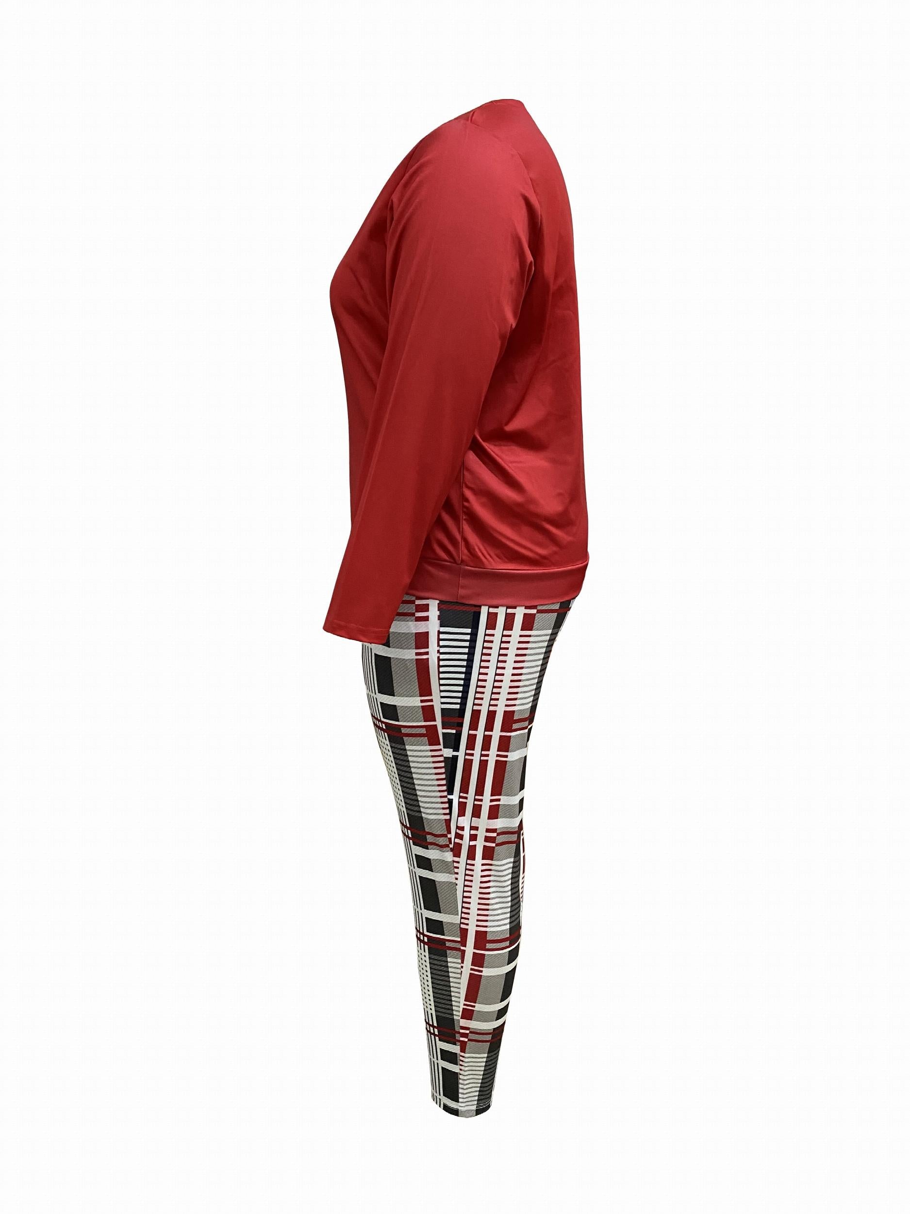 Women's Plus Art Letter Print Top & Printed Pants Two Piece Set