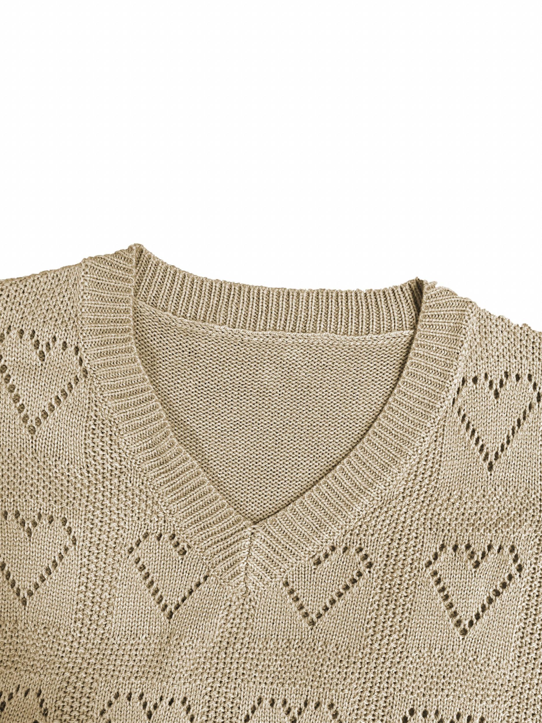 Heart Embroidered V Neck Sweater