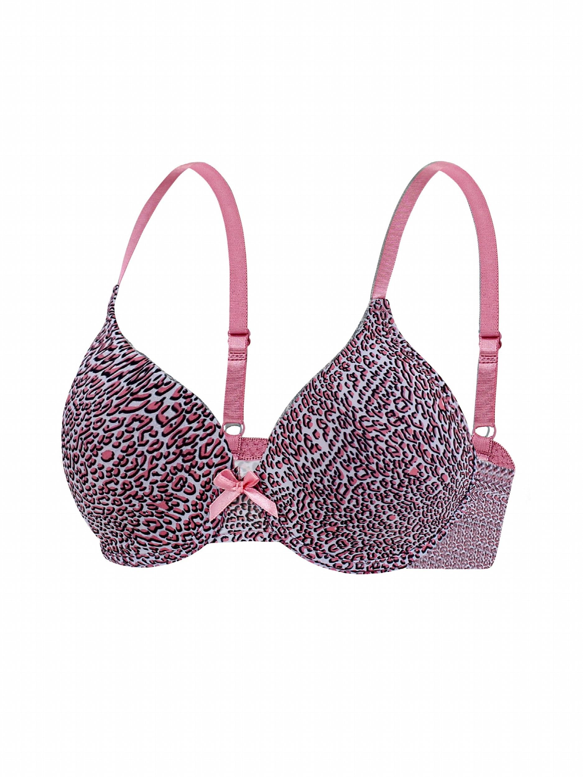 2pcs Solid & Leopard Push Up Bras Women's Lingerie