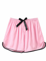 Satin Bow Sleep Shorts Elastic Waistband