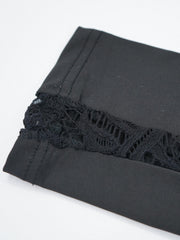 Contrast Lace High Waist Pants Casual Slim Long Length Pants
