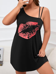 Kiss Print Lounge Dress Cut Out Neck