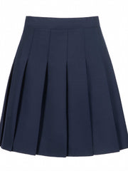 Girls High Waist Pleated Skirt Plain Varsity Style Kid Girls Versatile Skirt