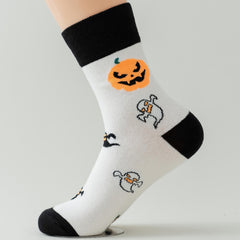 8 Pairs Pumpkin Skull Hat Mid Calf Halloween Crew Socks