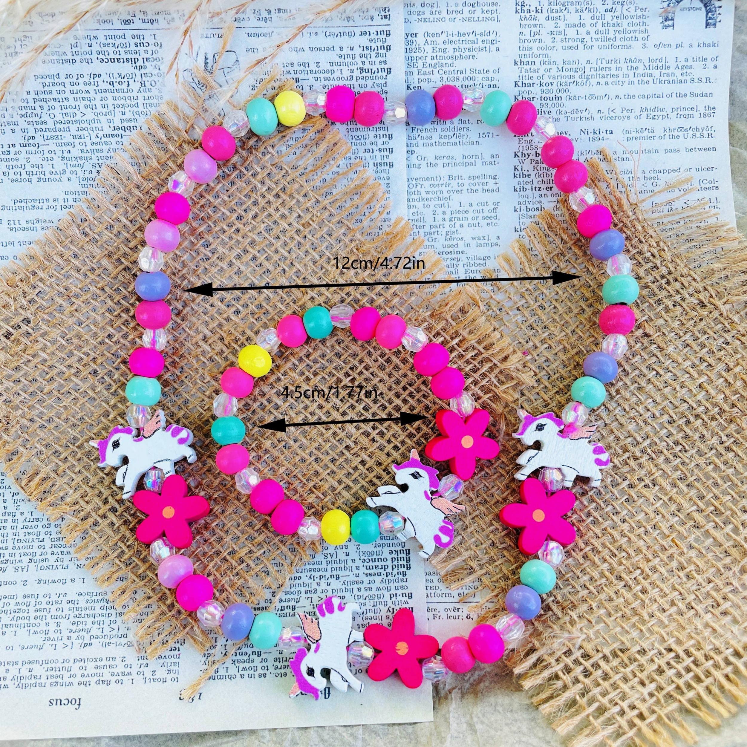 2pcs Unicorn Beaded Necklace Bracelet Set for Girls