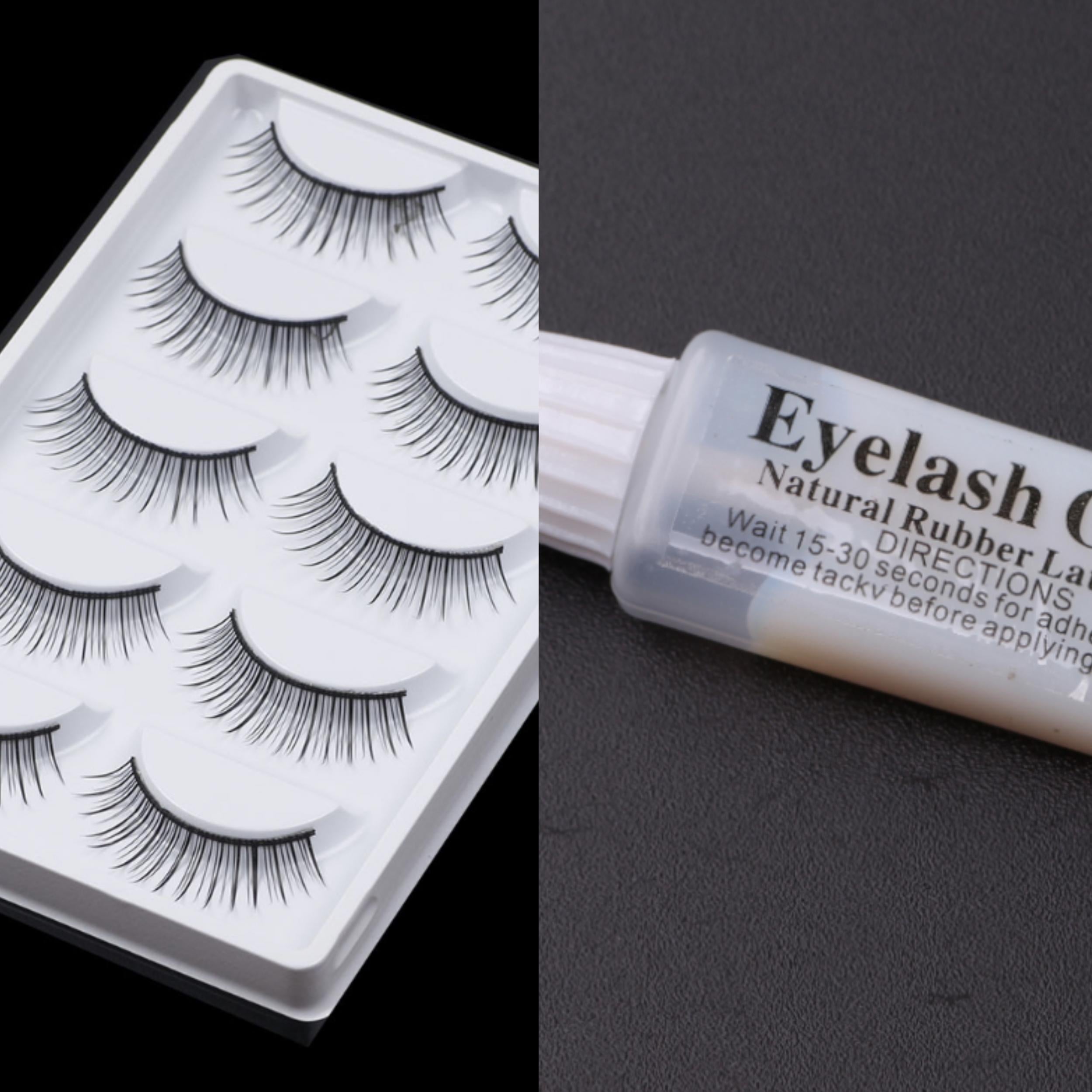 5 Pairs Natural Thick Style False Eyelashes With Glue