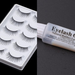 5 Pairs Natural Thick Style False Eyelashes With Glue