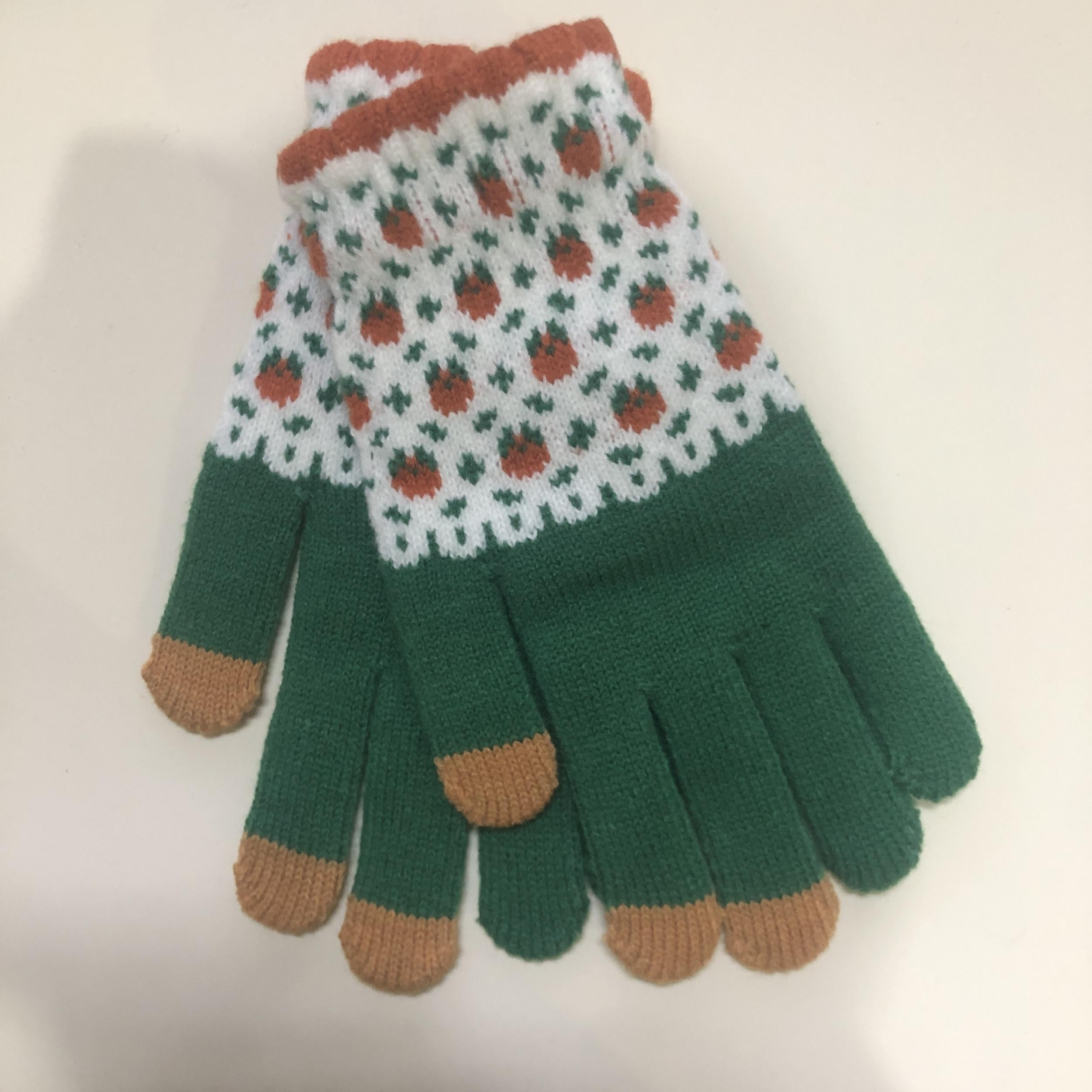 Pair of Touch Screen Gloves Winter Thickened Warm Knitted Riding Gloves