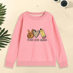 Girls' Leopard Pencil Graphic Sweatshirt Long Sleeve Round Neck Pullover