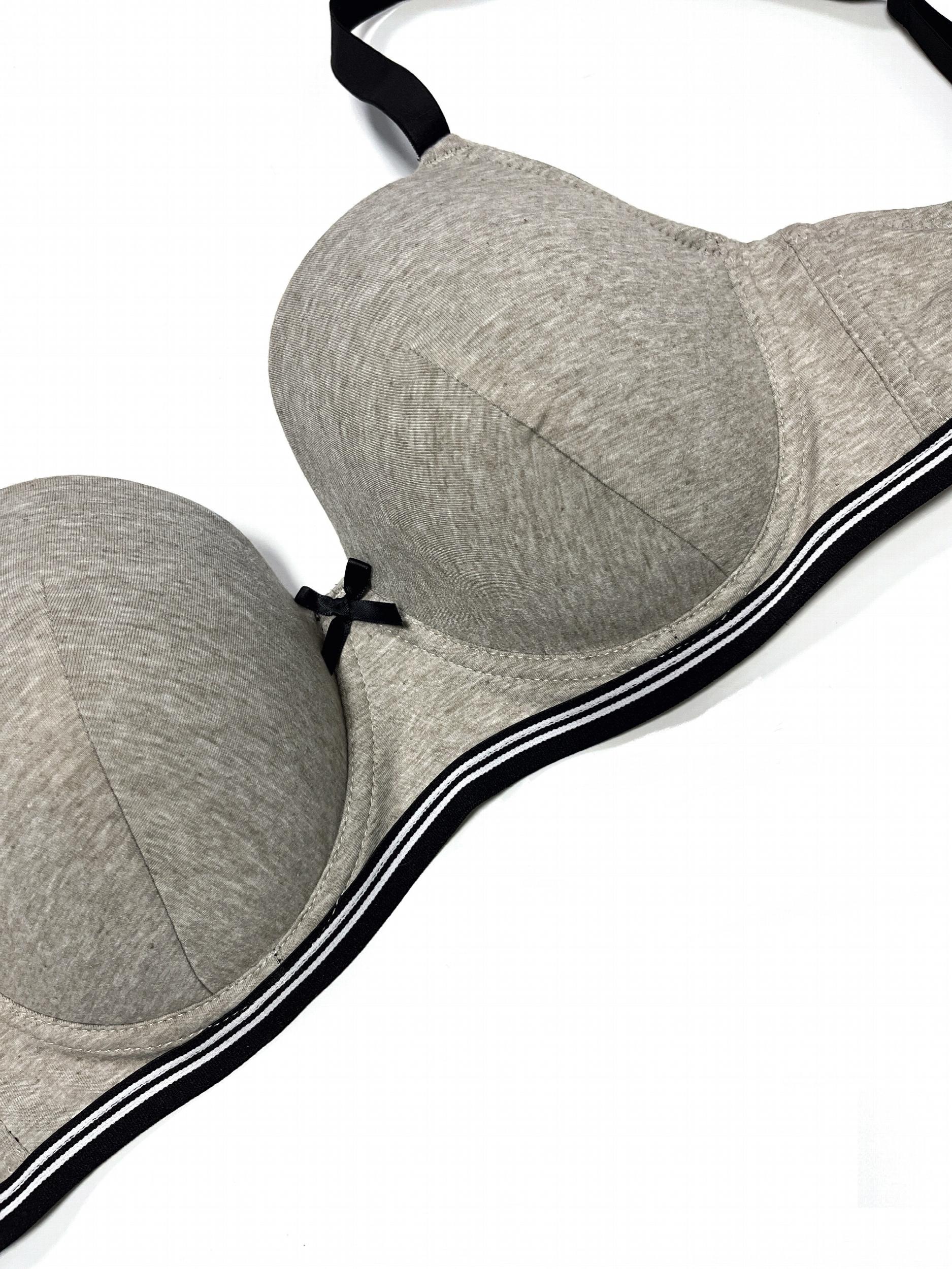 Molded Cup Underwire Bra, Striped Pattern, Bow Decor