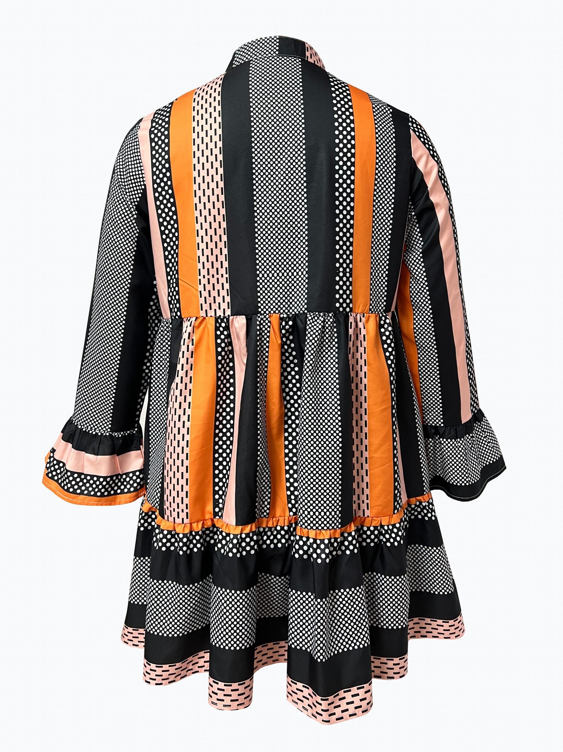 Women's Plus Colorblock Polka Dot Smock Dress