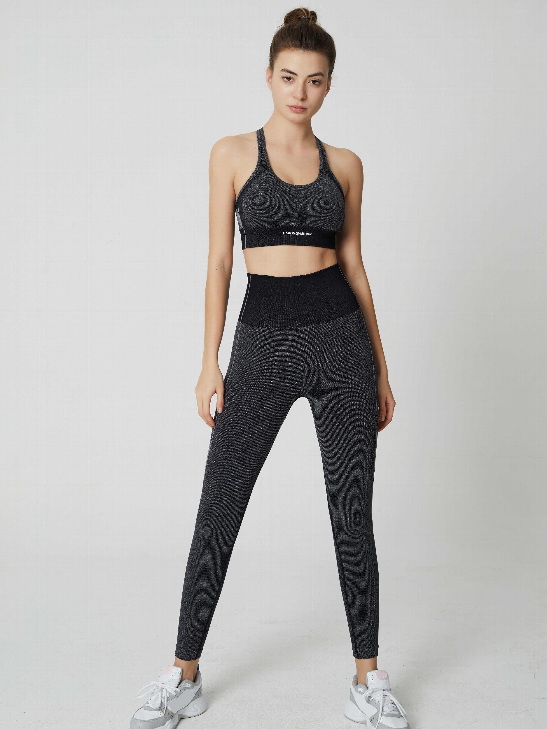 Seamless Top Pant Yoga Set Tight Hip High Waist Yoga Suit