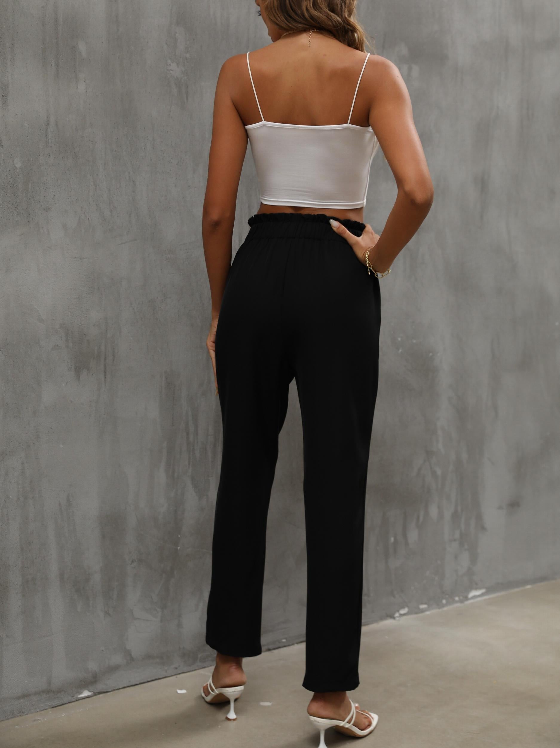 Solid High Waist Summer Pants Women's Clothing
