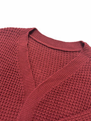 Solid Long Sleeve Open Front Cardigan With Pockets