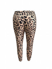 Leopard Print Plus Size Loungewear Set Long Sleeve Tee & Pants Pajama