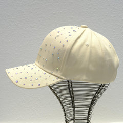 Beige Rhinestone Baseball Cap Cotton Sunscreen Dad Hat for Women
