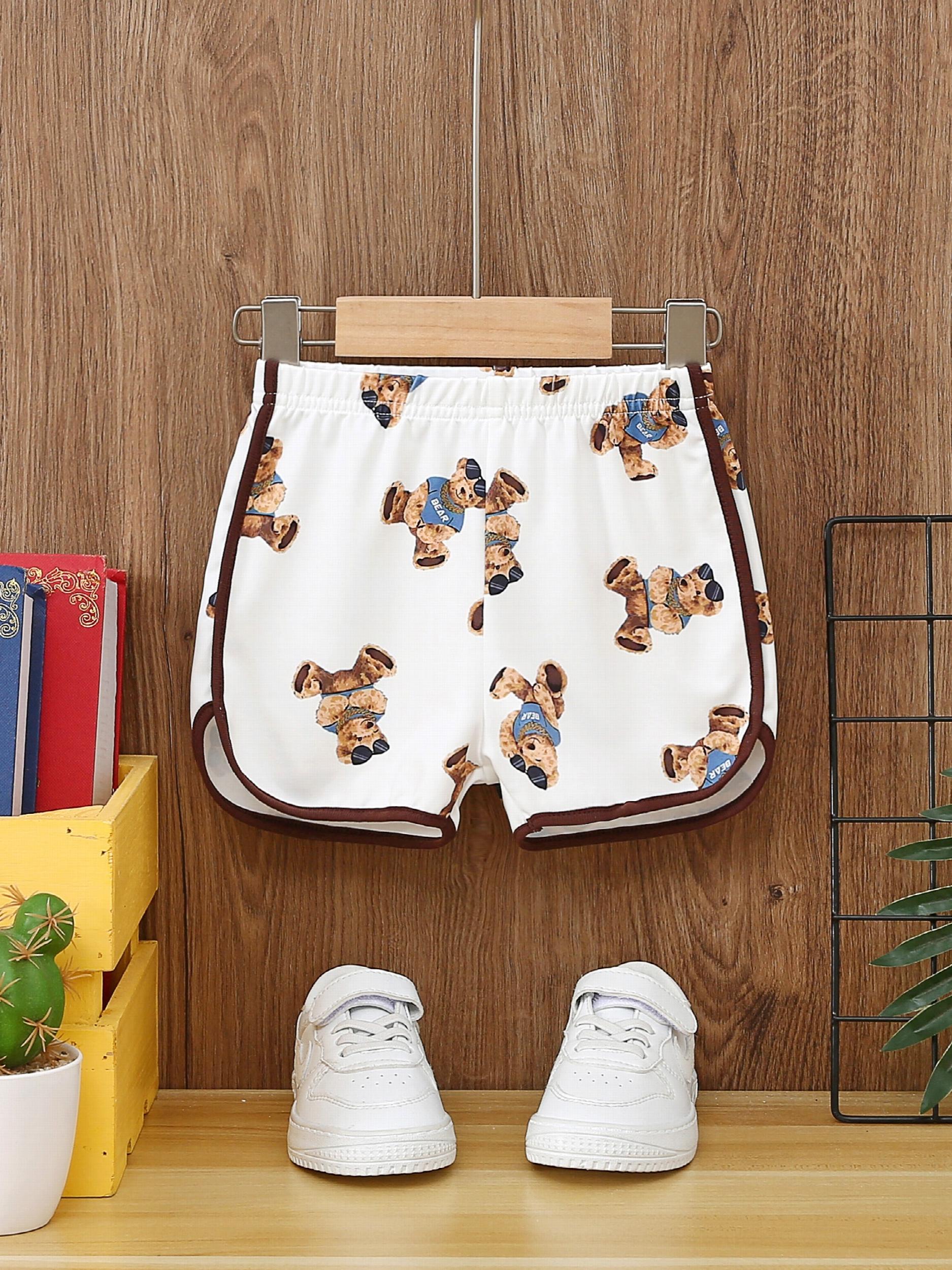 Boy's Bear Graphic Shorts Babies Children's Summer Casual Clothes